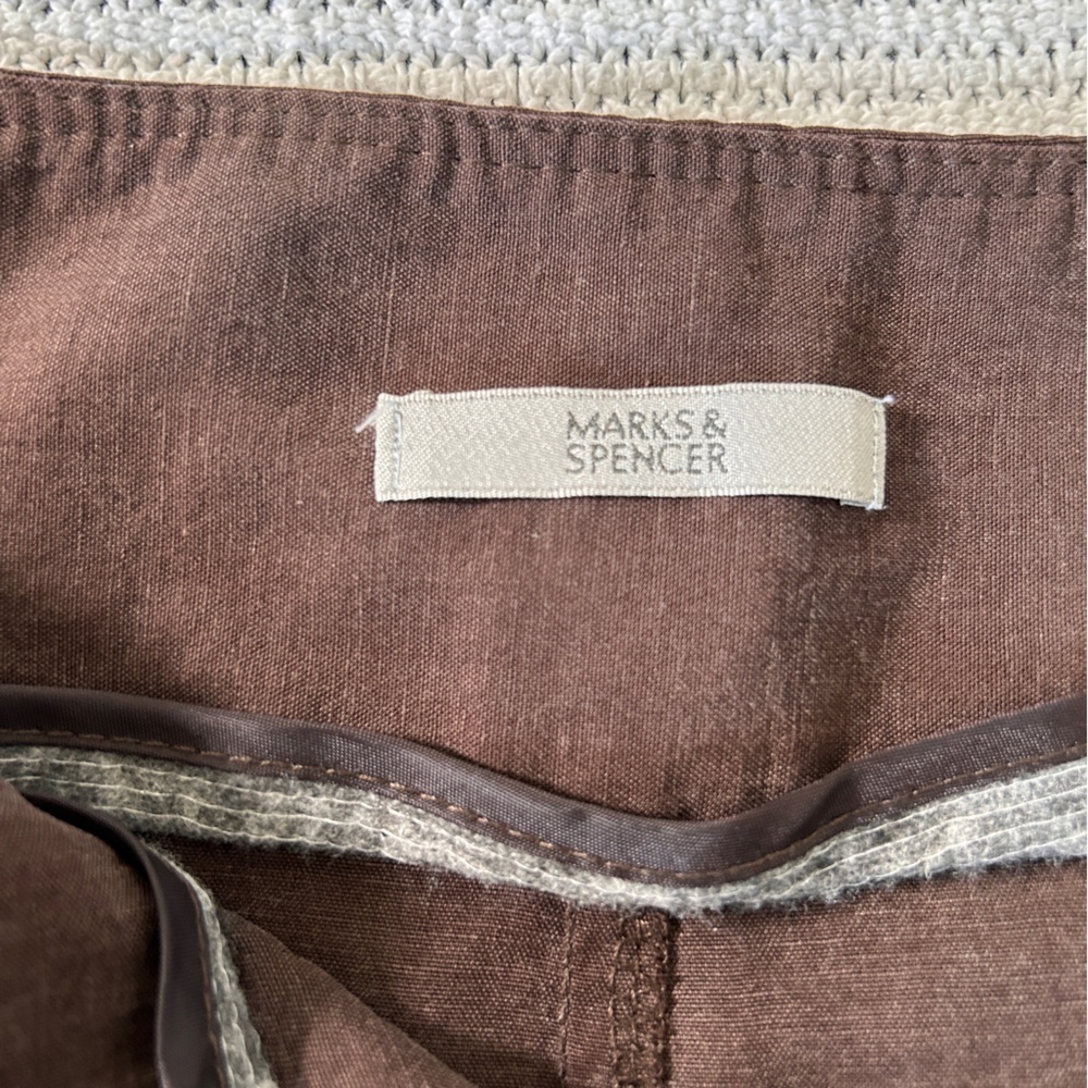 Marks & Spencer Women’s Size 8 Brown Button-Front Maxi Skirt Linen Blend Safari - Picture 9 of 14